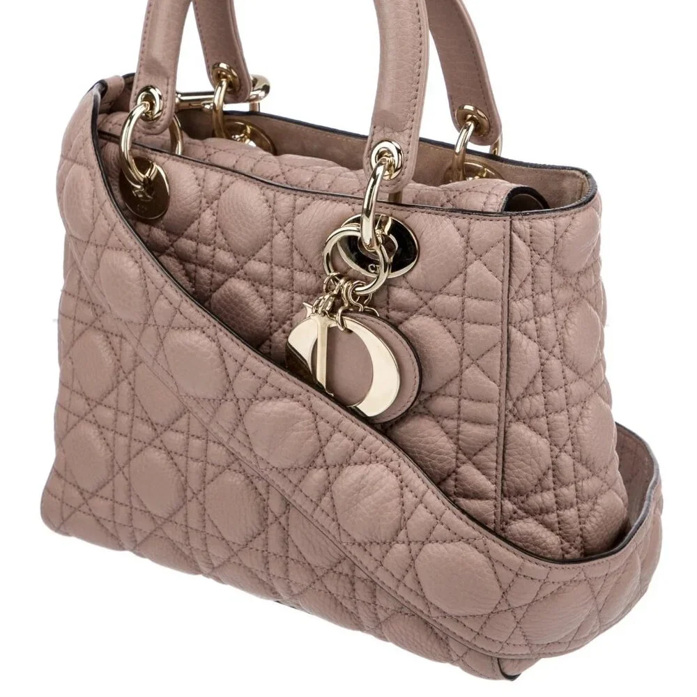 CHRISTIAN DIOR Grained Calfskin Medium Supple Lady Dior
